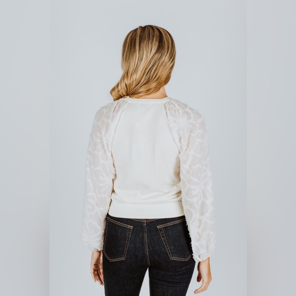 🆕 TANYA TAYLOR | ELONA KNIT TOP | CHALK | SIZE: XS - Picture 4 of 5